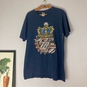 Ed Hardy navy embellished royal bulldog tee size L